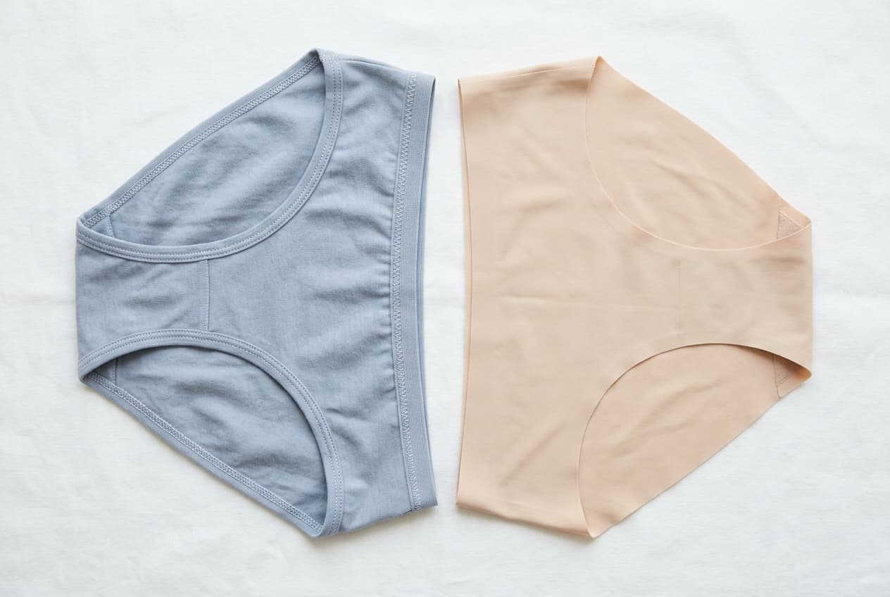 Seamless underwear next to regular underwear comparison