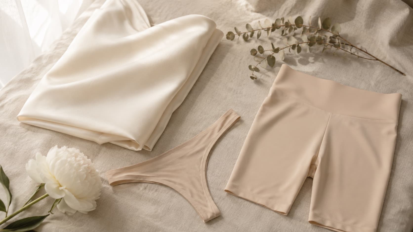 Bride in a fitted gown with smooth, invisible underwear underneath and no visible lines