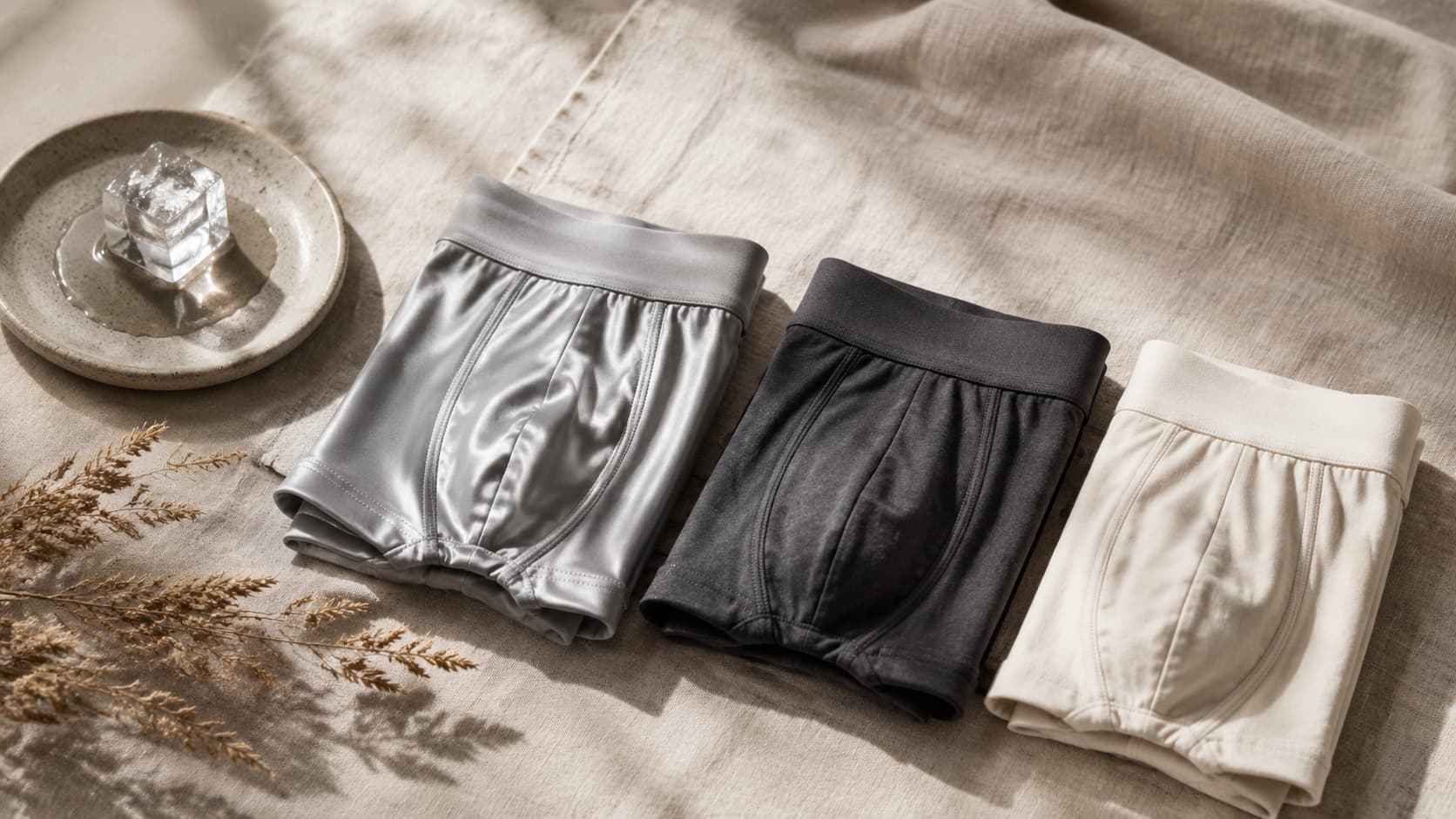 Men's ice-silk boxer briefs built to stay cool and dry through sweat