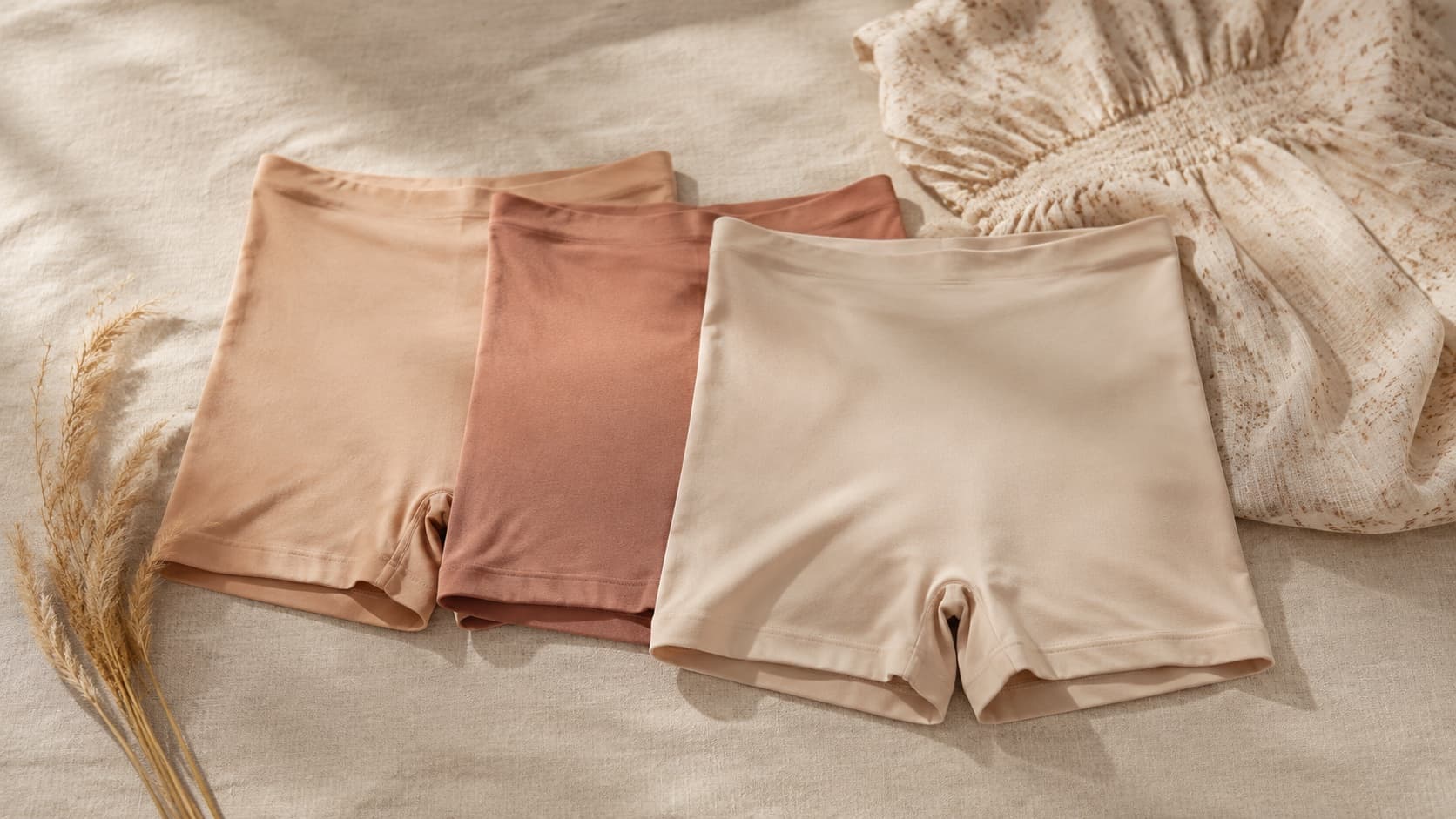 Three pairs of invisible safety shorts for wearing under dresses and skirts